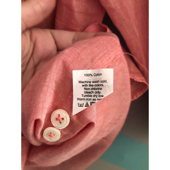 J.Crew Button Up Shirt size XS Women Roll Tab Convertible Sleeves Red Coral 308 - Picture 7 of 8